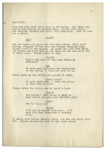 Moe Howard's 30pp. Script Dated April 1947 for The Three Stooges Film ''Pardon My Clutch'' -- With Annotation in Moe's Hand -- Very Good Condition